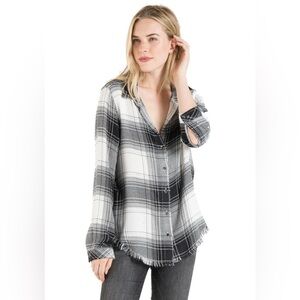 Bella Dahl Black and White Plaid Button Down Shirt